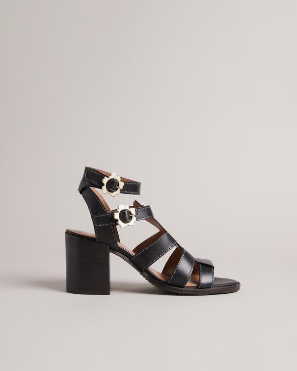 <P>Strappy Block Heeled Leather Sandal</P>